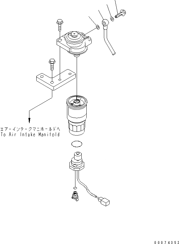 Схема запчастей Komatsu WA65-6 - ТОПЛИВН. ВХОДН. ФИТТИНГ AA ДВИГАТЕЛЬ
