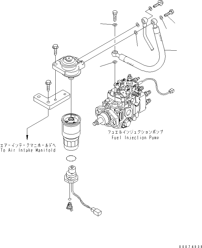 Схема запчастей Komatsu WA65-6 - ТРУБЫ ТОПЛ. ФИЛЬТРА AA ДВИГАТЕЛЬ