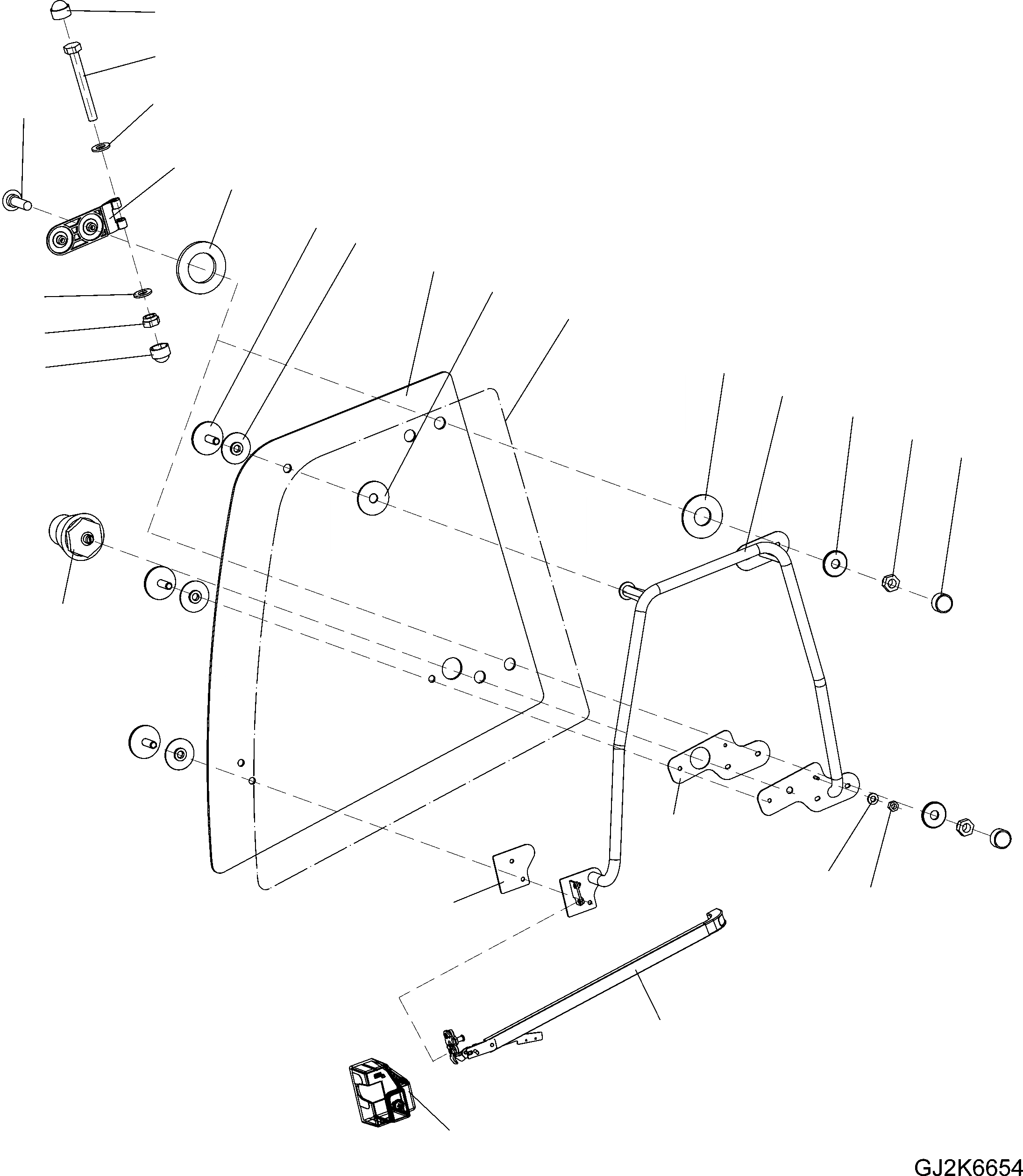 Схема запчастей Komatsu WA65-6 - КАБИНА ROPS (/) (ОКНА ПРАВ.) K OPERATORґS ОБСТАНОВКА И СИСТЕМА УПРАВЛЕНИЯ