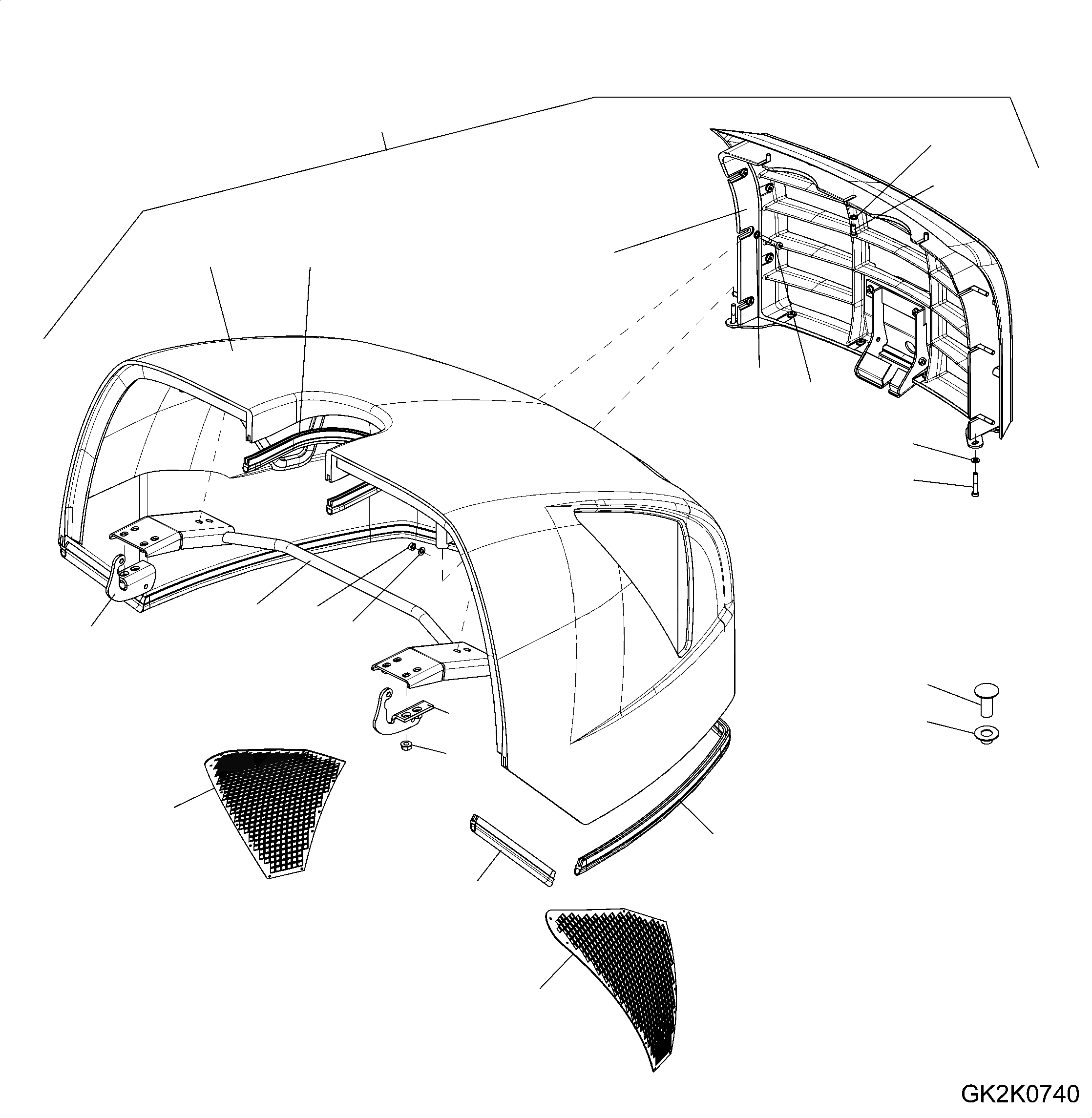 Схема запчастей Komatsu WA65-6 - КАПОТ ГРУППА (КАПОТ СТАНДАРТН.) (EXECUTION I) M ЧАСТИ КОРПУСА