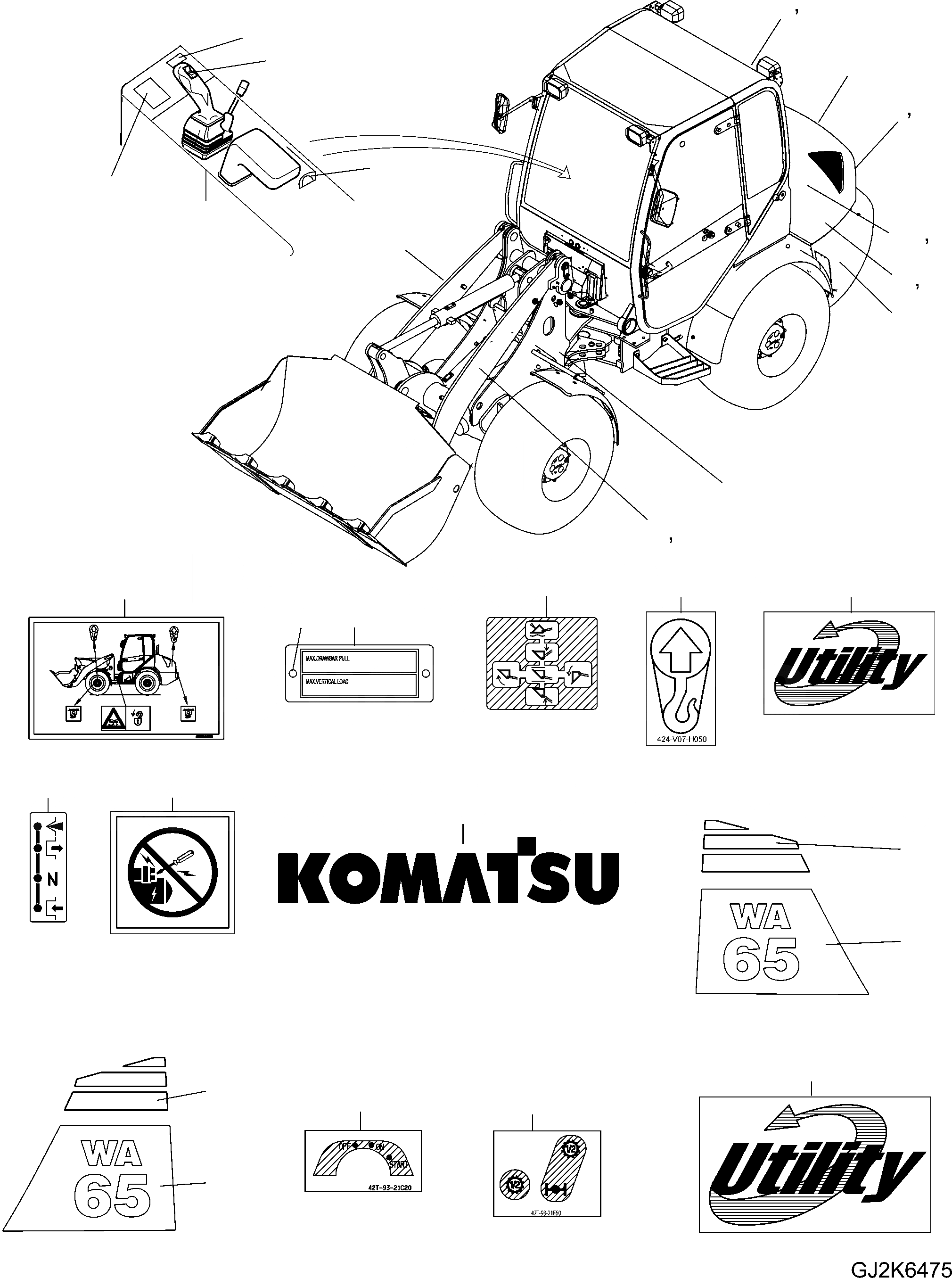 Схема запчастей Komatsu WA65-6 - ТАБЛИЧКИ (США) (/) U МАРКИРОВКА