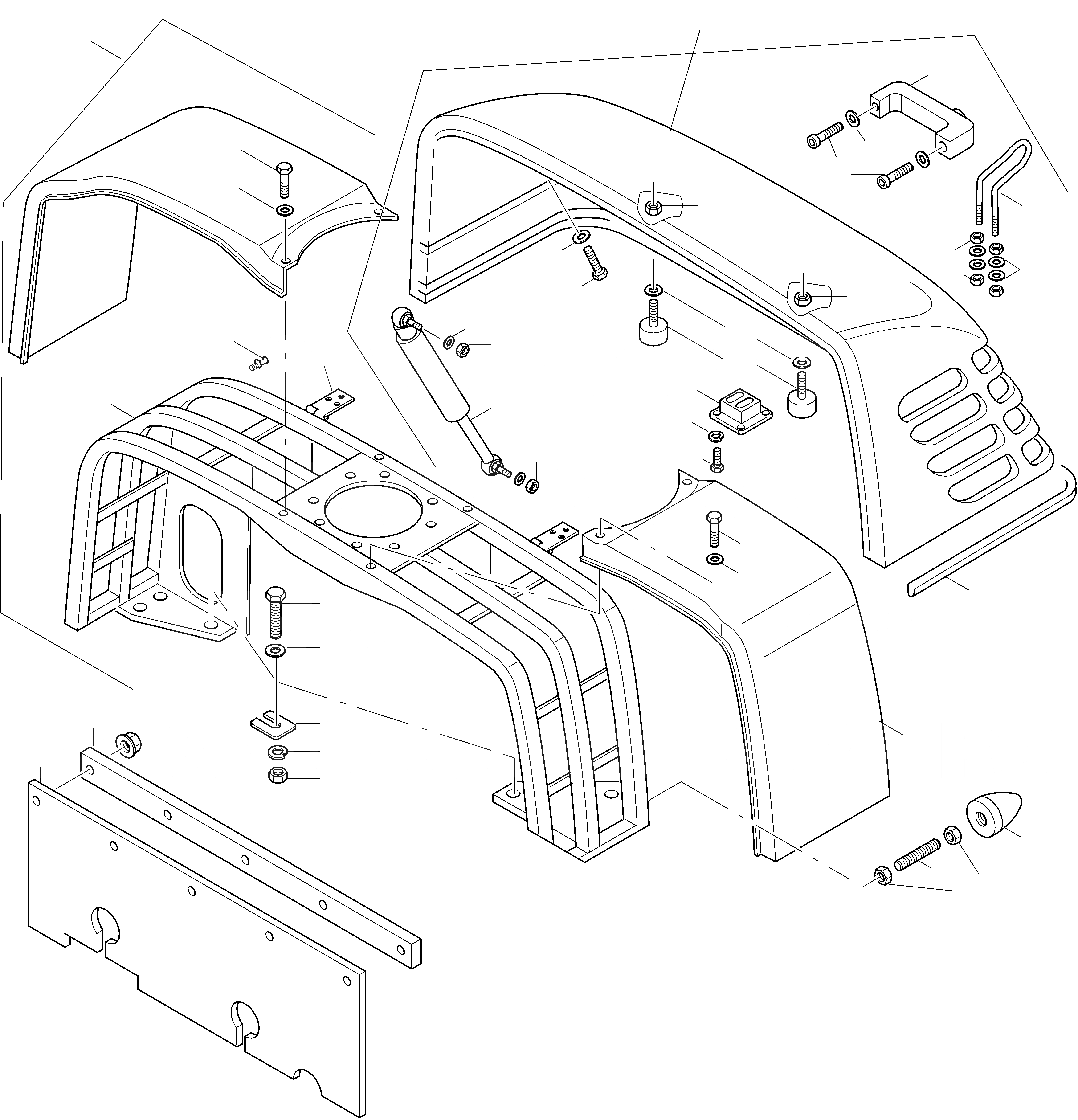 Схема запчастей Komatsu WA65PT-3 HA050075 - HA0500108 - ЗАЩИТА РАДИАТОРА AND КРЫШКА РАМА