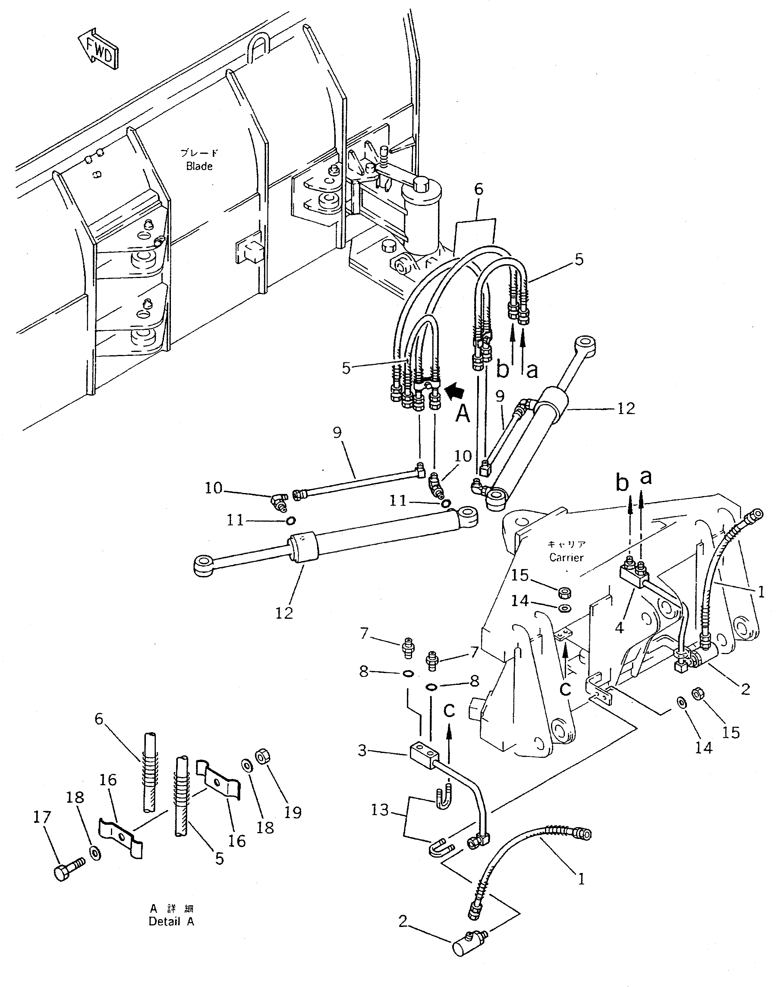 Схема запчастей Komatsu WA70-1-SN - PITCH И ANGLE SNOW PНИЗ. (/) (ЦИЛИНДР НАКЛОНА ЛИНИЯ) СПЕЦ. APPLICATION ЧАСТИ
