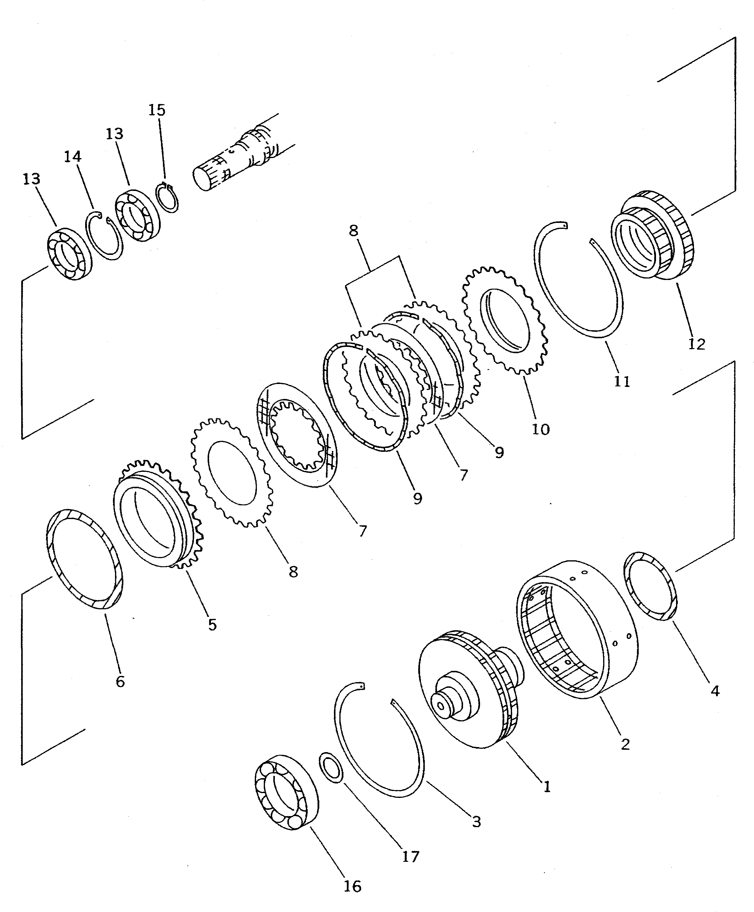 Схема запчастей Komatsu WA70-1 - ТРАНСМИССИЯ (1 МУФТА) (/8)(№-) ТРАНСМИССИЯ