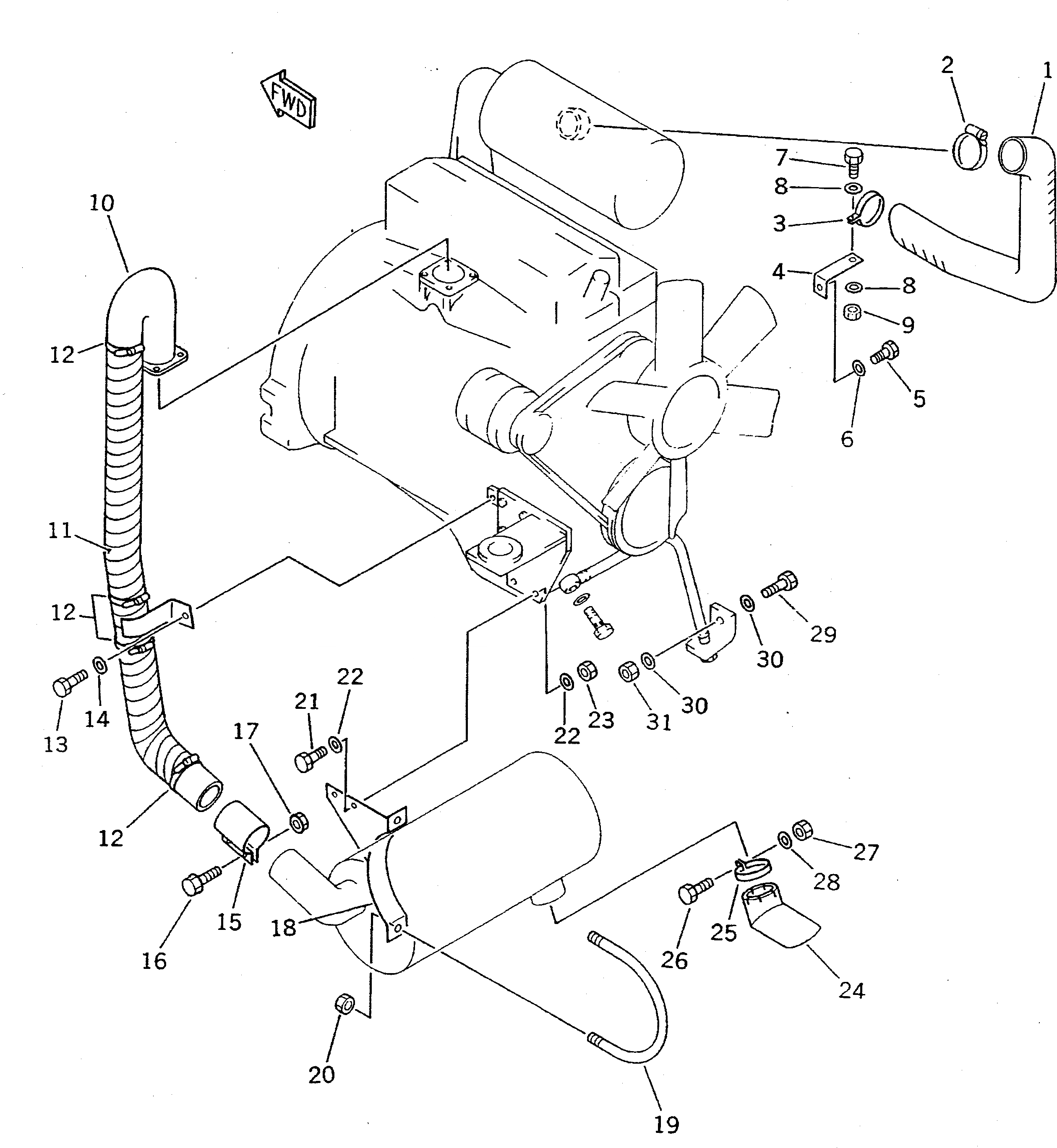 Схема запчастей Komatsu WA70-1 - КОМПОНЕНТЫ ДВИГАТЕЛЯ(№-999) КОМПОНЕНТЫ ДВИГАТЕЛЯ И ЭЛЕКТРИКА