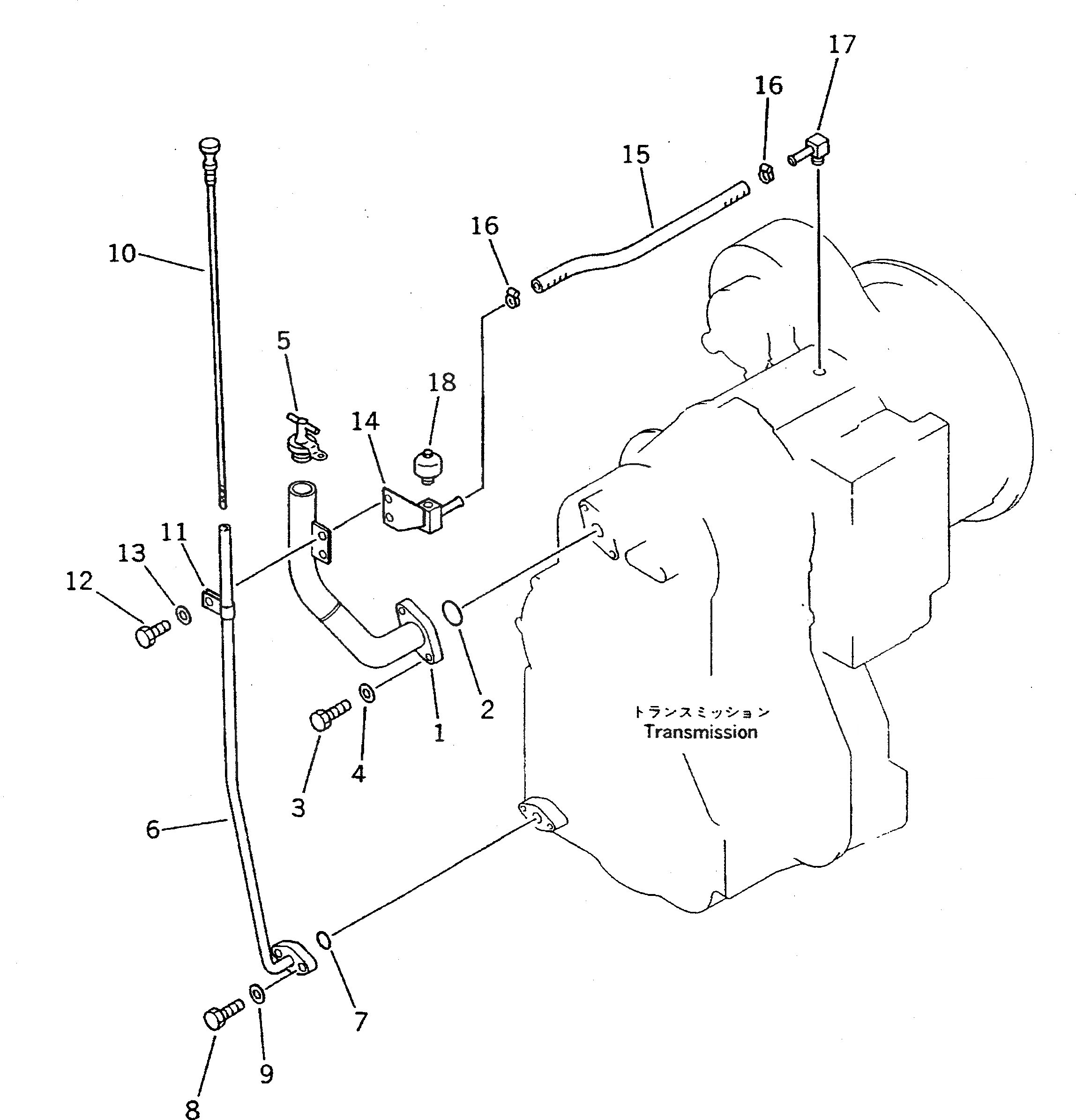 Схема запчастей Komatsu WA70-1 - ТРАНСМИССИЯ МАСЛОНАЛИВНОЙ ПАТРУБОК И GAUGE(№-999) ТРАНСМИССИЯ