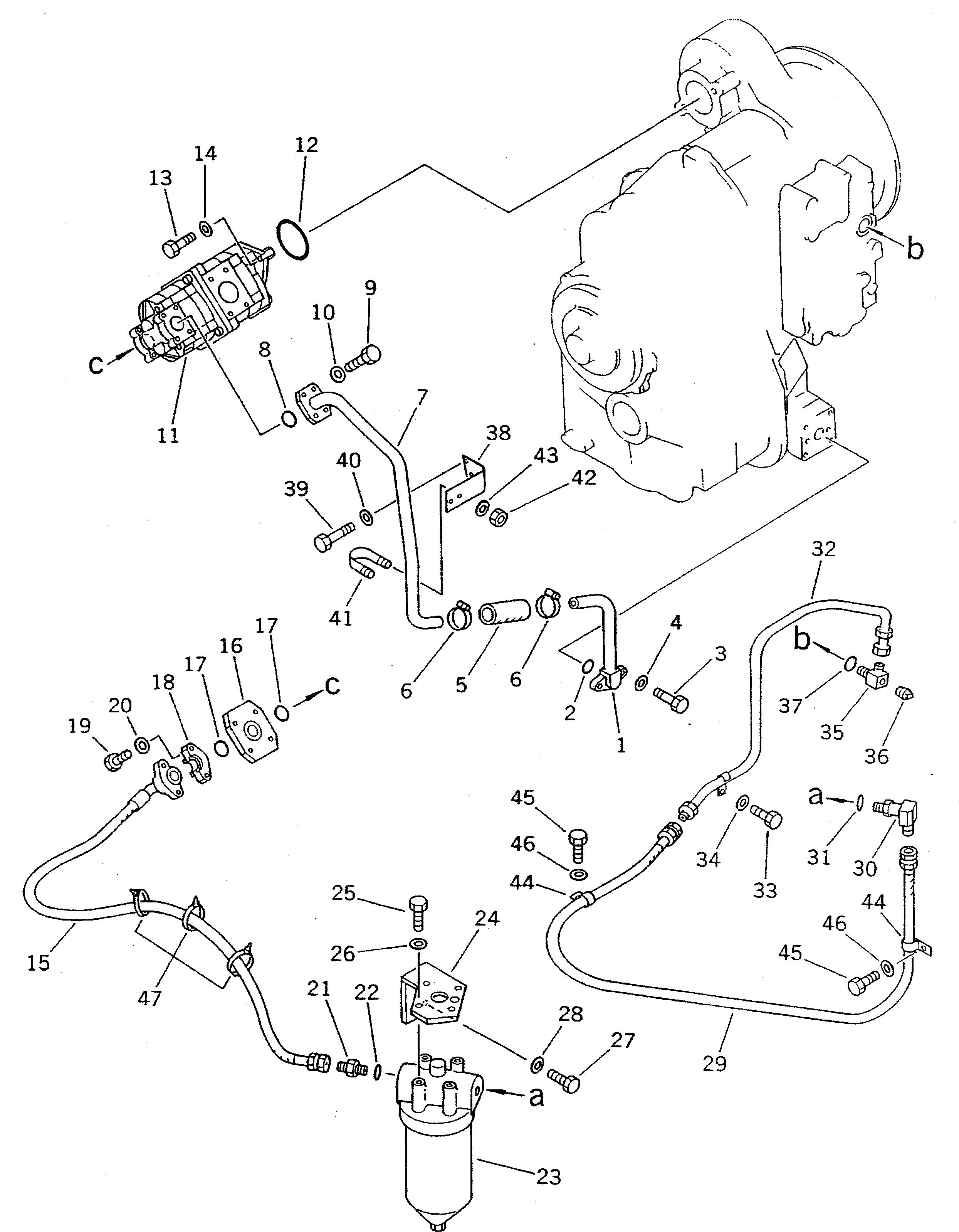 Схема запчастей Komatsu WA70-1 - ГИДРОЛИНИЯ ТРАНСМИССИИ (/)(№-999) ТРАНСМИССИЯ