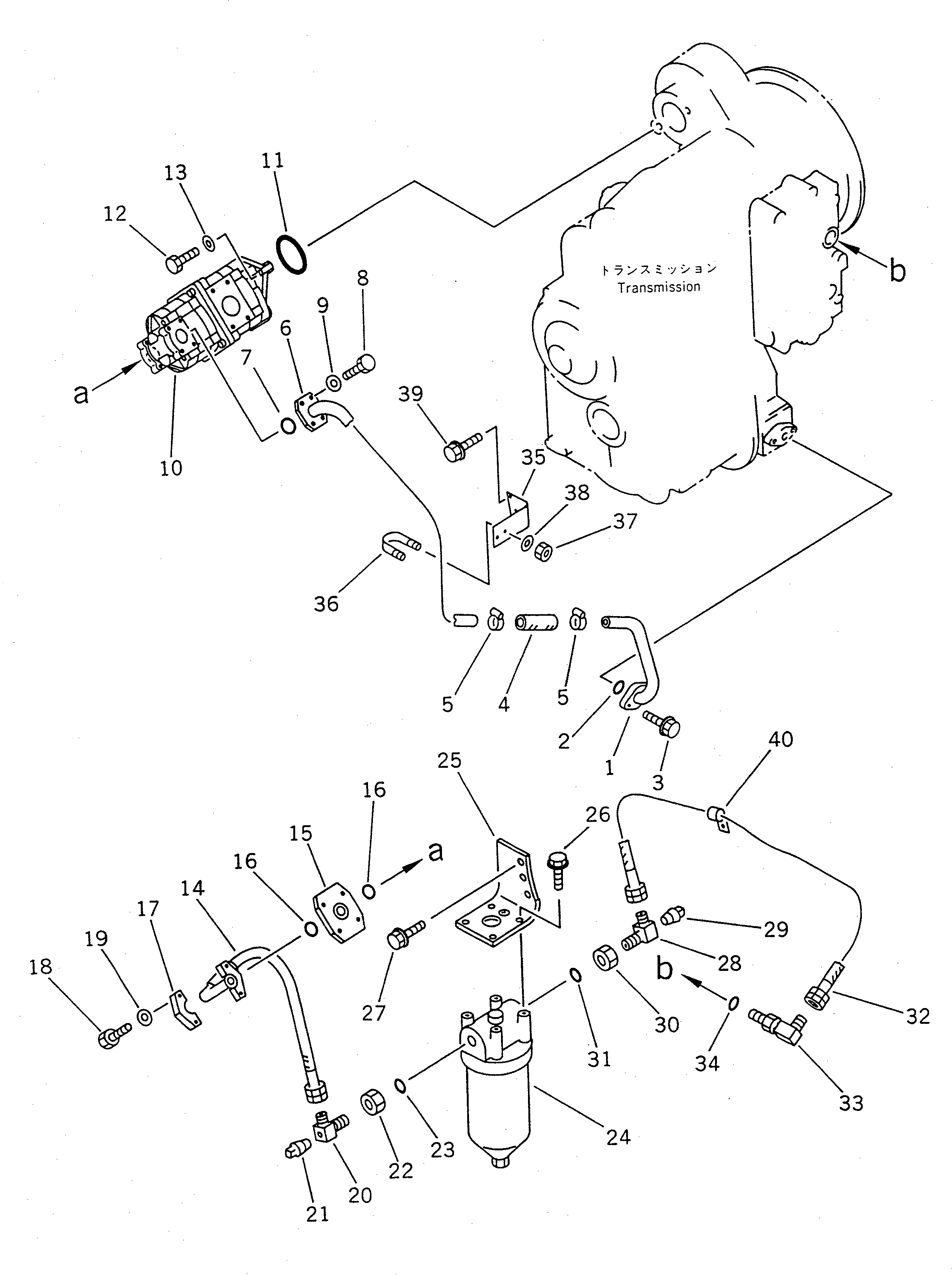 Схема запчастей Komatsu WA70-1 - ГИДРОЛИНИЯ ТРАНСМИССИИ (/)(№-) ТРАНСМИССИЯ