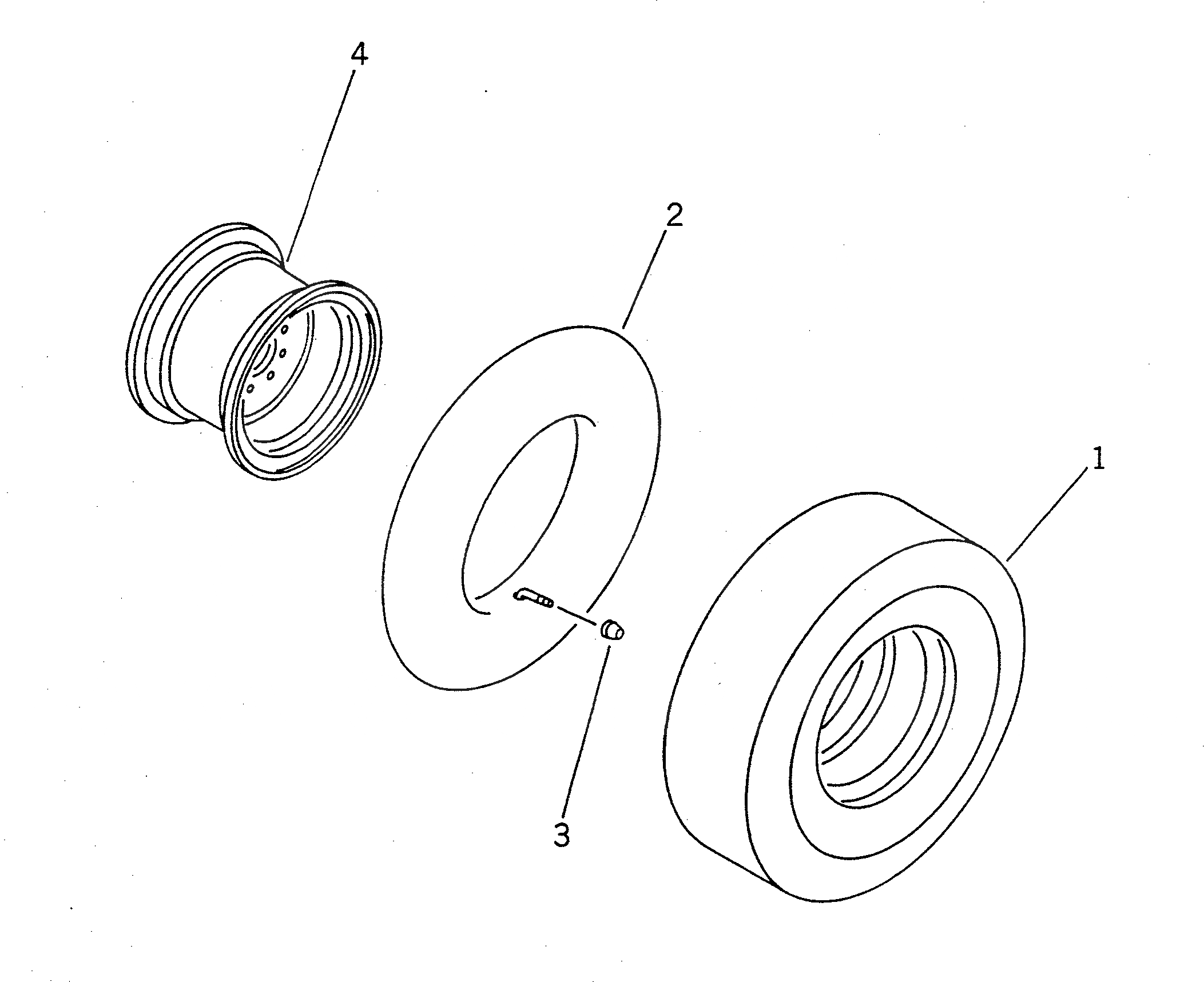 Схема запчастей Komatsu WA70-1 - КОЛЕСА И ШИНЫ ВЕДУЩ. ВАЛ¤ ДИФФЕРЕНЦ. И КОЛЕСА