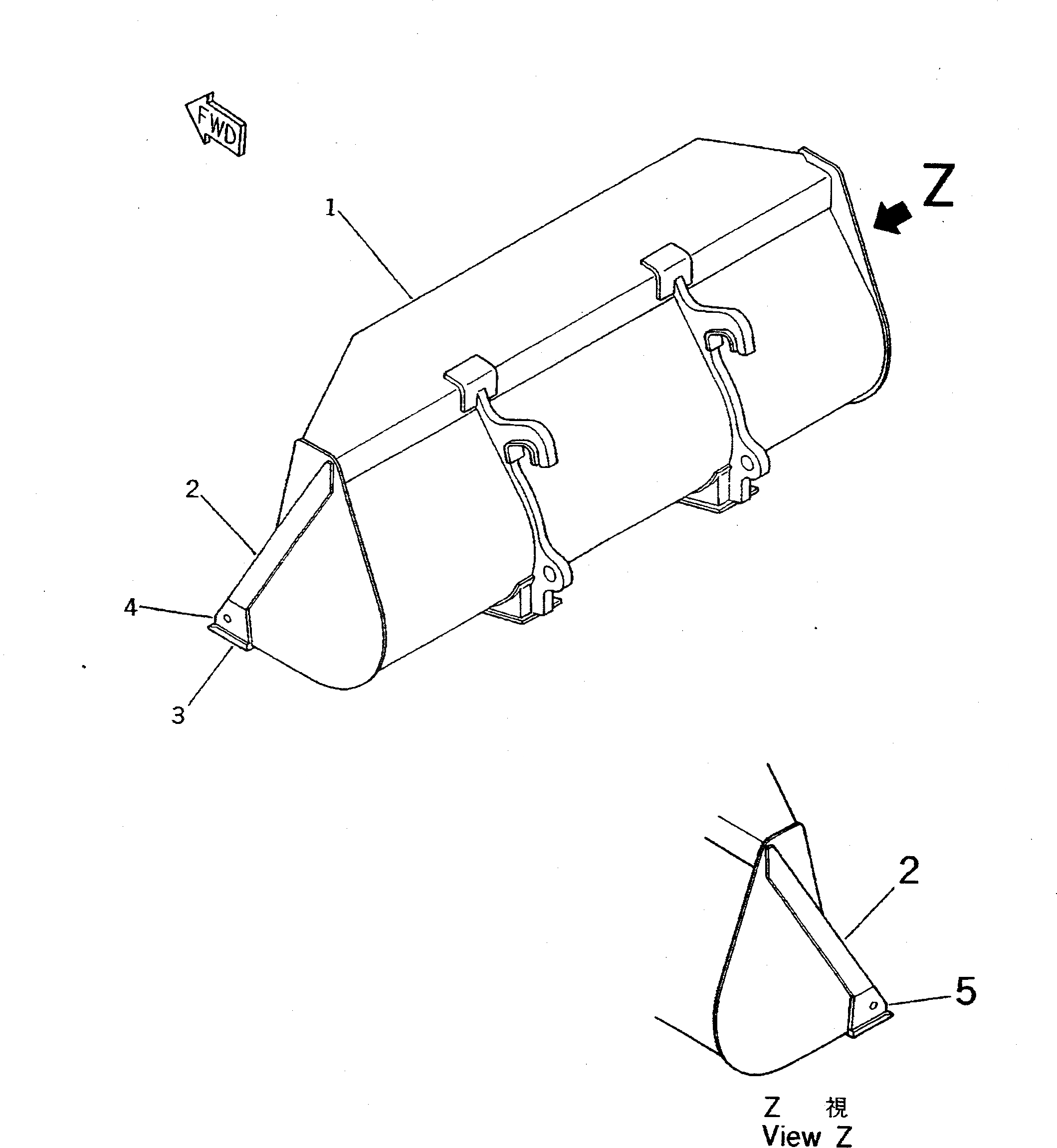 Схема запчастей Komatsu WA70-1 - КОВШ¤ .8M (ДЛЯ СОЕДИНИТ. УСТР-ВО) РАБОЧЕЕ ОБОРУДОВАНИЕ