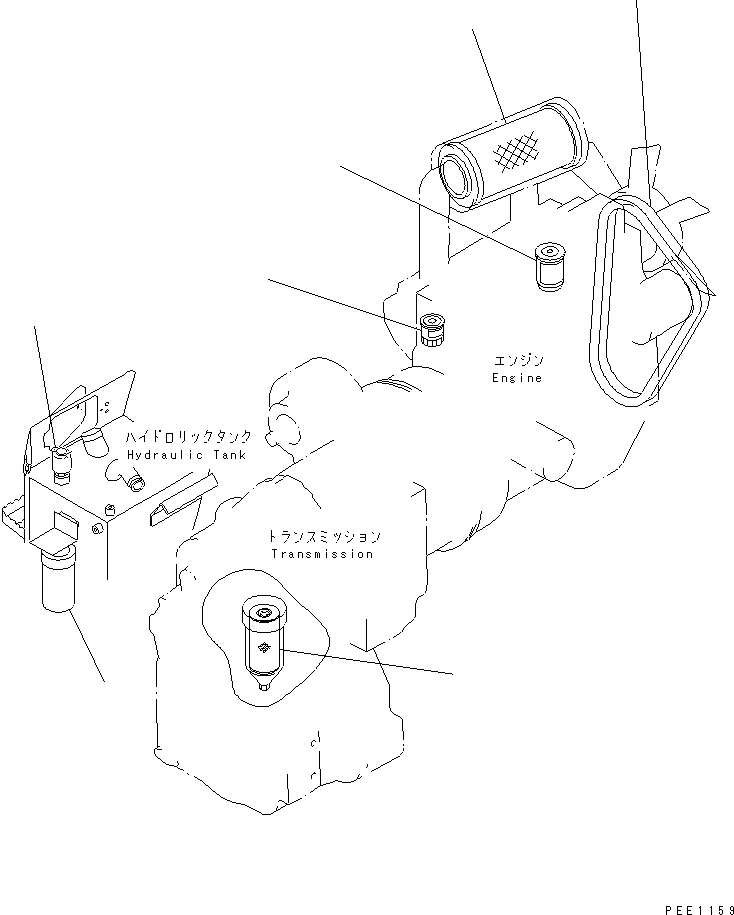 Схема запчастей Komatsu WA70-1 - ЭЛЕМЕНТ И V-РЕМЕНЬ КАТАЛОГИ ЗЧ