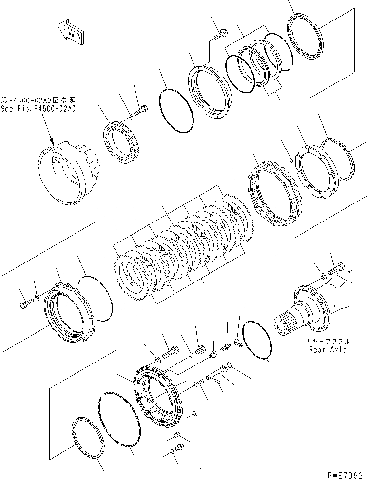 Схема запчастей Komatsu WA700-3 - ЗАДН. МОСТ (ЗАДНИЕ ТОРМОЗА)(№-7) ГИДРОТРАНСФОРМАТОР И ТРАНСМИССИЯ