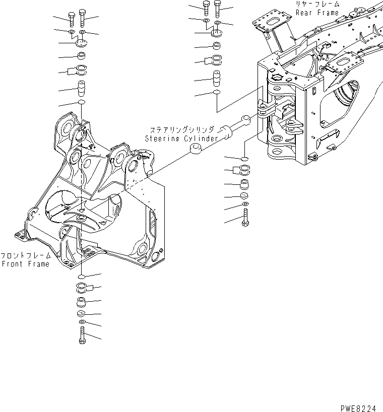 Схема запчастей Komatsu WA700-3 - ЗАДН. РАМА (ЦИЛИНДР ЭЛЕМЕНТЫ КРЕПЛЕНИЯ)(№7-) ОСНОВНАЯ РАМА И ЕЕ ЧАСТИ