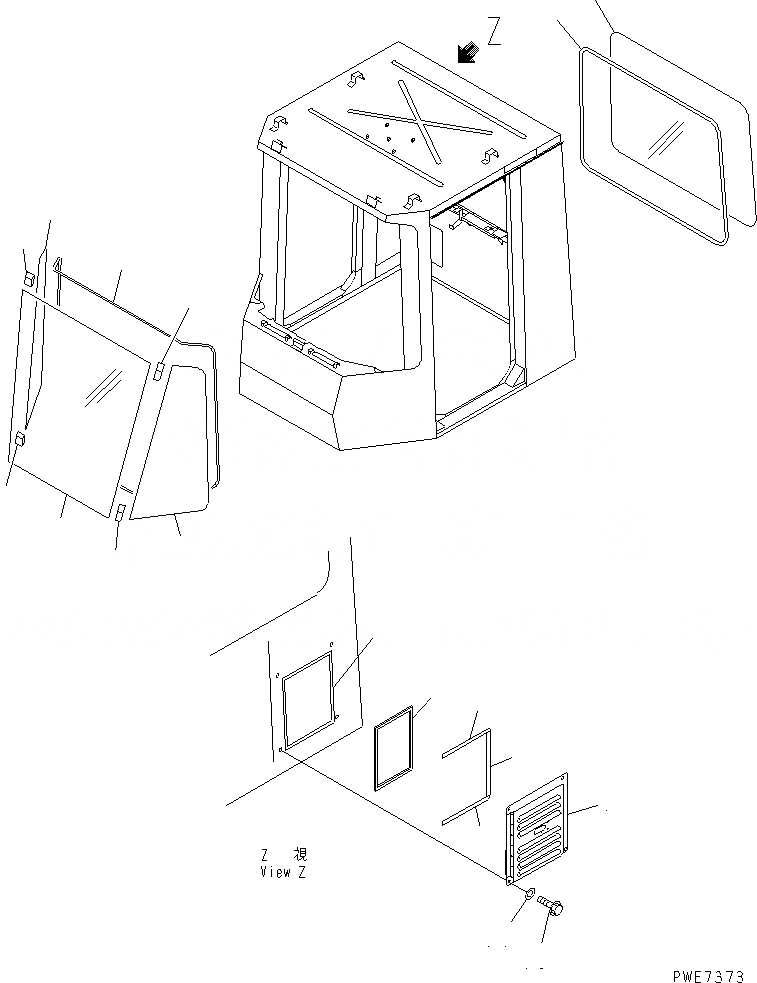 Схема запчастей Komatsu WA700-3 - КАБИНА (ОКНА) (С ПОГРУЗ. METER) (СПЕЦ-Я TBG)(№-7) КАБИНА ОПЕРАТОРА И СИСТЕМА УПРАВЛЕНИЯ