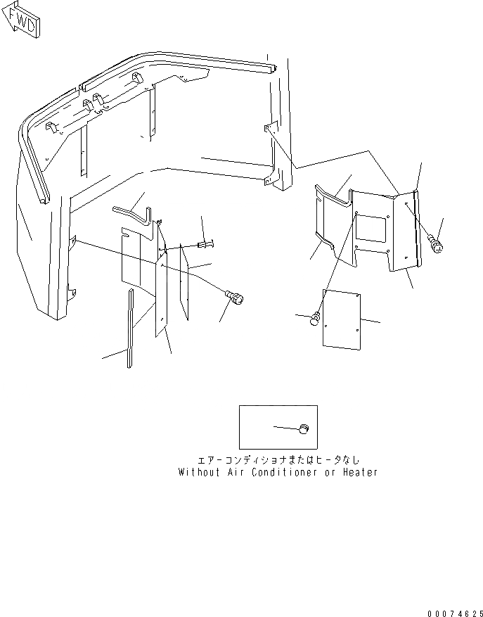 Схема запчастей Komatsu WA700-3 - КАБИНА (ПЕРЕДН. ИНТЕРЬЕР COVER¤ НИЖН.)(№7-) КАБИНА ОПЕРАТОРА И СИСТЕМА УПРАВЛЕНИЯ