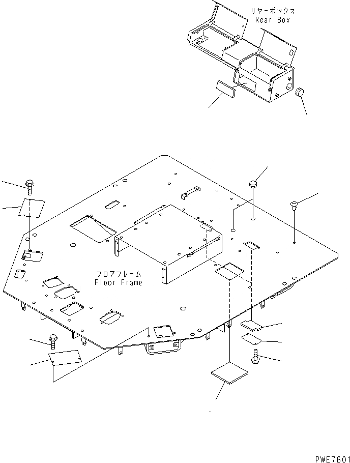 Схема запчастей Komatsu WA700-3 - ПОЛ (КРЫШКАС КОНДИЦИОНЕРОМ-LESS ИЛИ БЕЗ ОТОПИТЕЛЯ) (КРОМЕ ЯПОН.)(№-7) КАБИНА ОПЕРАТОРА И СИСТЕМА УПРАВЛЕНИЯ