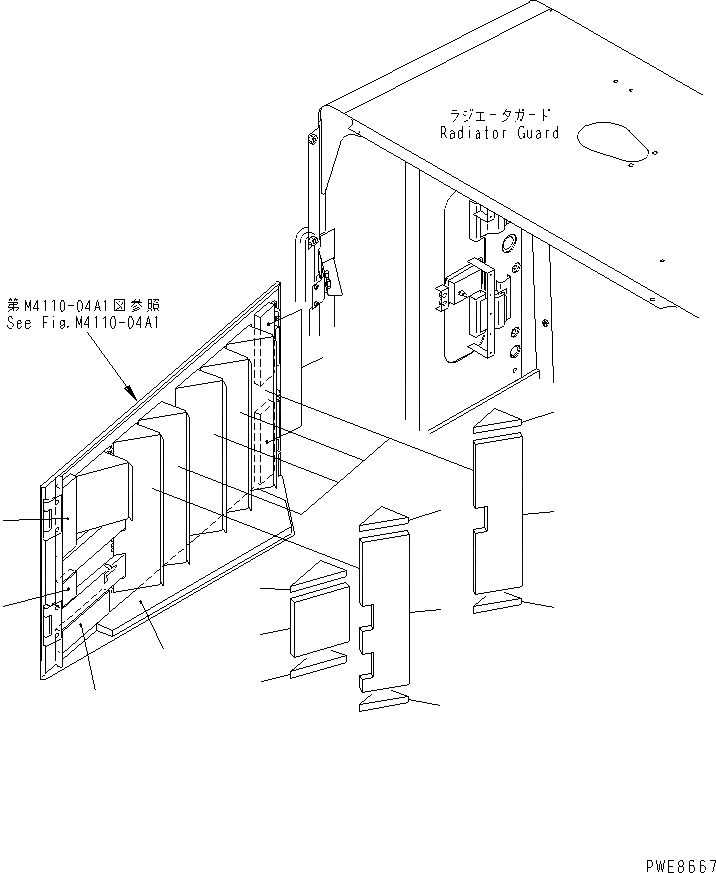 Схема запчастей Komatsu WA700-3 - КАПОТ (НИЖН.  ДВЕРЬ ПРАВ. ЩИТКИ) (СПЕЦ-Я TBG)(№-) ЧАСТИ КОРПУСА