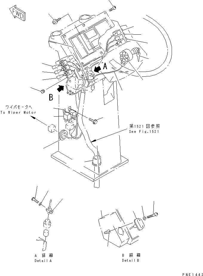Схема запчастей Komatsu WA700-1 - ПАНЕЛЬ ПРИБОРОВ (ДЛЯ  РАБОЧ. ОСВЕЩЕНИЕ) (С ROPS) КОМПОНЕНТЫ ДВИГАТЕЛЯ И ЭЛЕКТРИКА