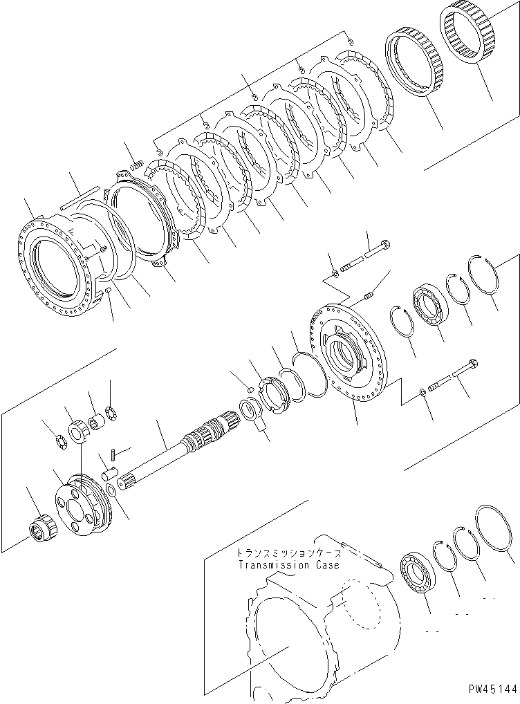 Схема запчастей Komatsu WA700-1 - ТРАНСМИССИЯ (РЕВЕРС МУФТА) ГИДРОТРАНСФОРМАТОР И ТРАНСМИССИЯ
