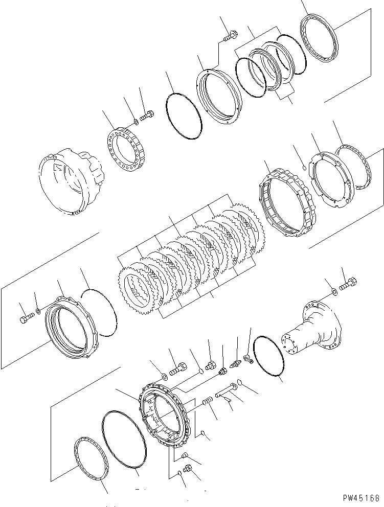 Схема запчастей Komatsu WA700-1 - ЗАДНИЕ ТОРМОЗА ВЕДУЩ. ВАЛ¤ ДИФФЕРЕНЦ. И КОЛЕСА