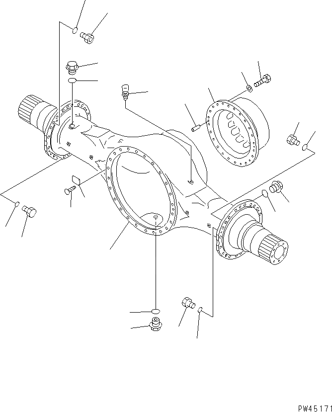 Схема запчастей Komatsu WA700-1 - КОРПУС ЗАДНЕГО МОСТА ВЕДУЩ. ВАЛ¤ ДИФФЕРЕНЦ. И КОЛЕСА