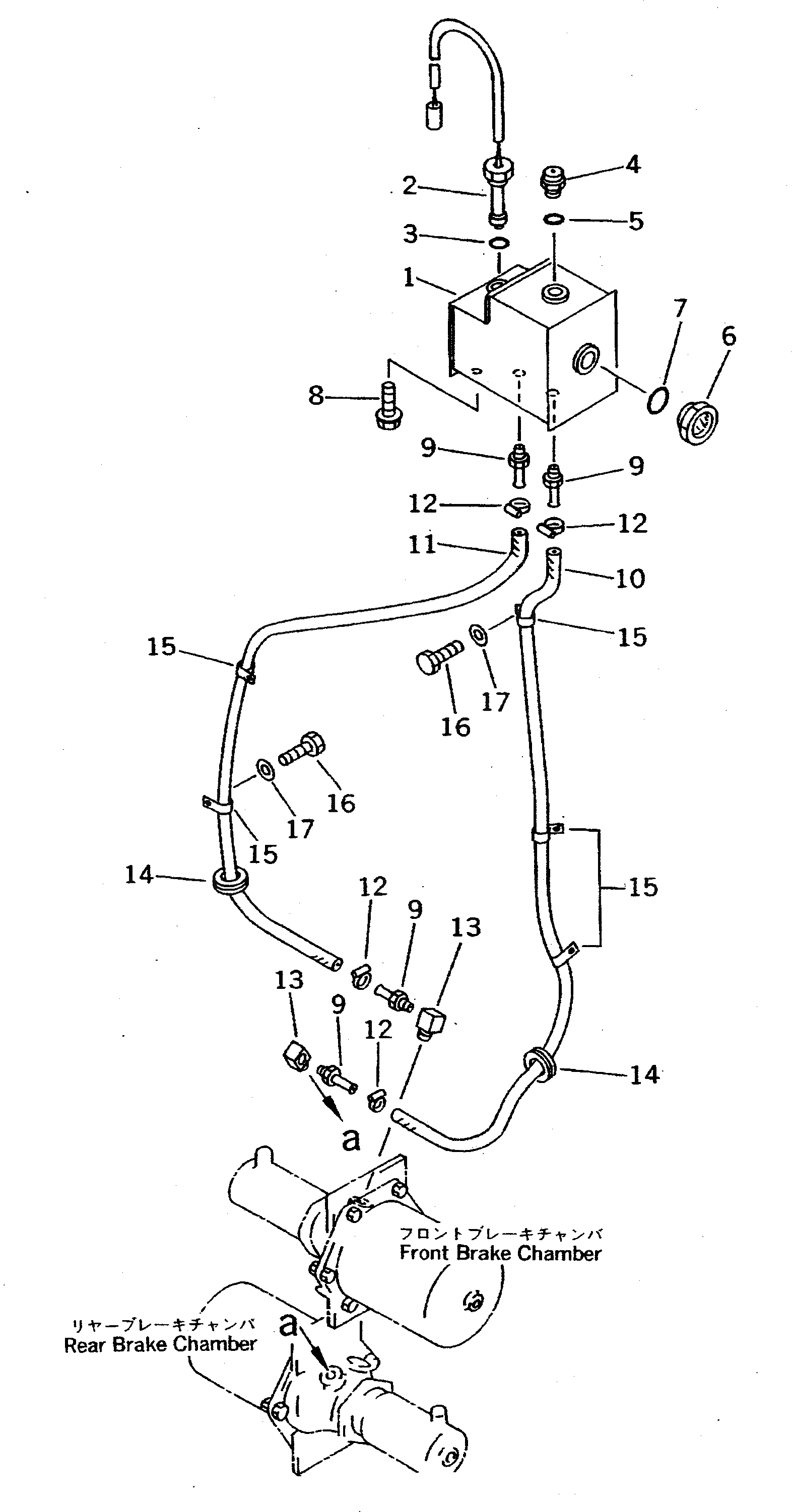 Схема запчастей Komatsu WA700-1 - ТОРМОЗ. МАСЛОПРОВОДЯЩАЯ ЛИНИЯ (БАК - КАМЕРА) ВЕДУЩ. ВАЛ¤ ДИФФЕРЕНЦ. И КОЛЕСА