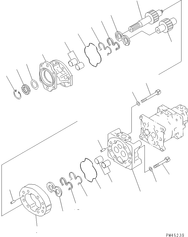 Схема запчастей Komatsu WA700-1 - ГИДРОТРАНСФОРМАТОР И P.O.C. НАСОС (/) УПРАВЛ-Е РАБОЧИМ ОБОРУДОВАНИЕМ