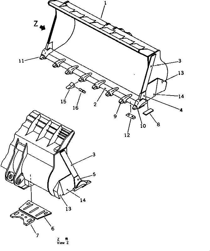 Схема запчастей Komatsu WA700-1 - КОВШ¤ 8.M (С ЗУБЬЯМИ) РАБОЧЕЕ ОБОРУДОВАНИЕ