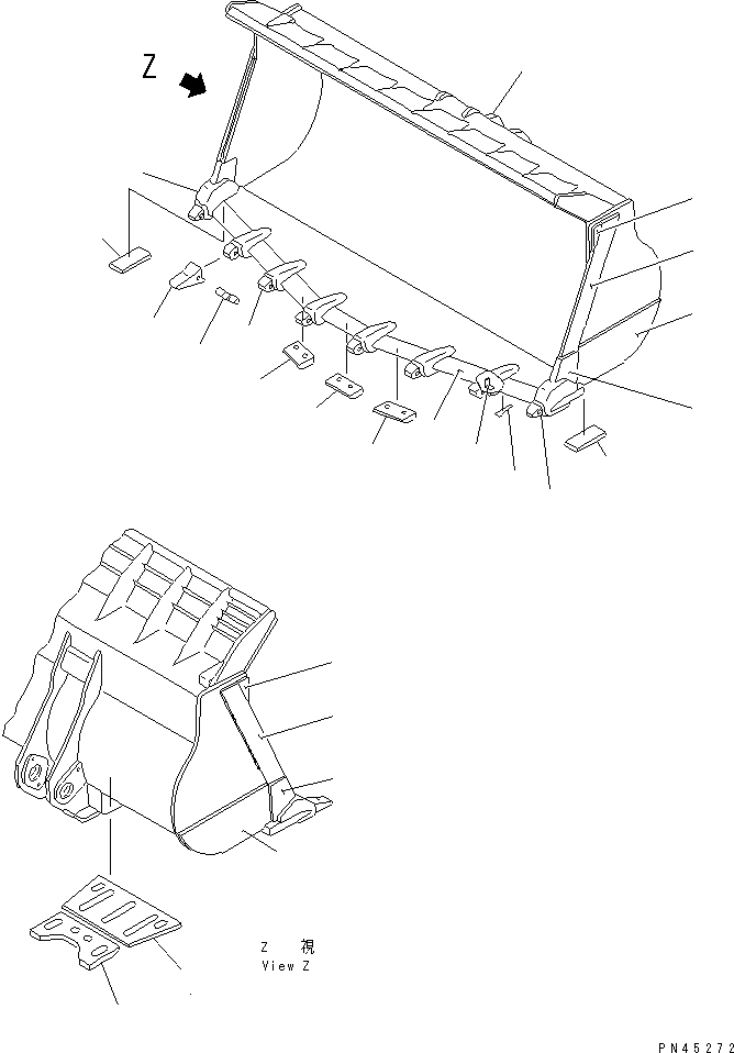 Схема запчастей Komatsu WA700-1 - КОВШ¤ 8.M (V-ОБРАЗН) (С ЗУБЬЯМИ) РАБОЧЕЕ ОБОРУДОВАНИЕ