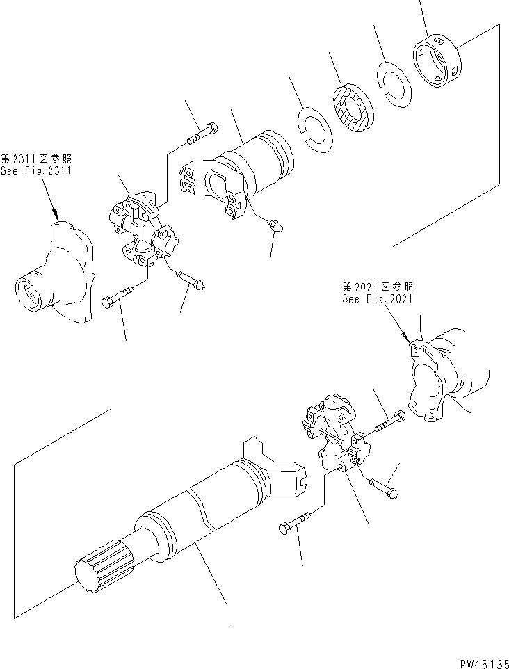 Схема запчастей Komatsu WA700-1 - КРЕСТОВИНА ТРАНСМИССИЯ
