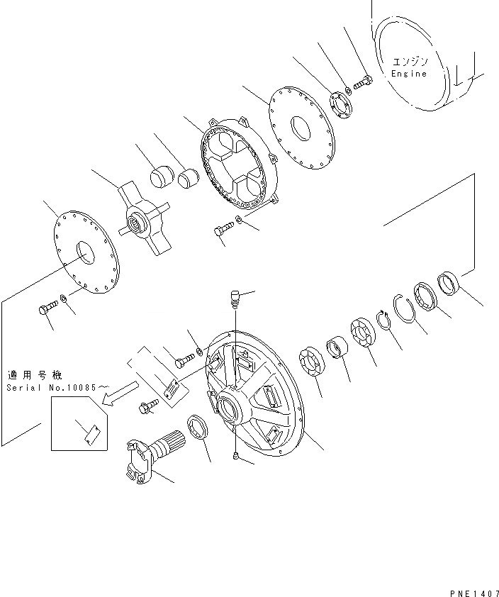 Схема запчастей Komatsu WA700-1 - ДЕМПФЕР(№-9) ТРАНСМИССИЯ