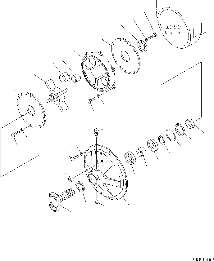 Схема запчастей Komatsu WA700-1 - ДЕМПФЕР(№9-) ТРАНСМИССИЯ