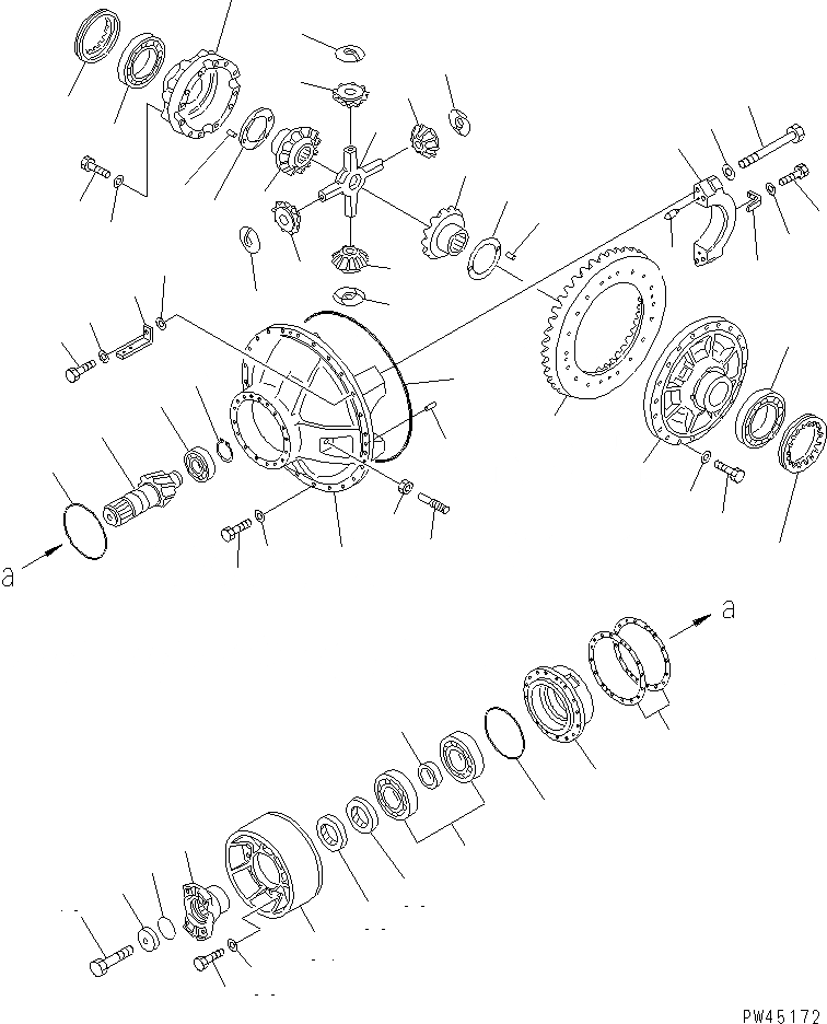 Схема запчастей Komatsu WA700-1 - ЗАДН. DIFFERNTIAL ВЕДУЩ. ВАЛ¤ ДИФФЕРЕНЦ. И КОЛЕСА