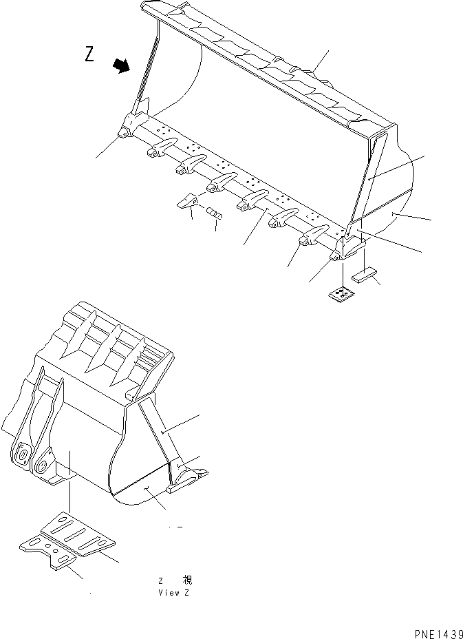 Схема запчастей Komatsu WA700-1 - КОВШ¤ 9.M (С ЗУБЬЯМИ) (ДЛЯ СЕГМЕНТН. КРОМКА) РАБОЧЕЕ ОБОРУДОВАНИЕ