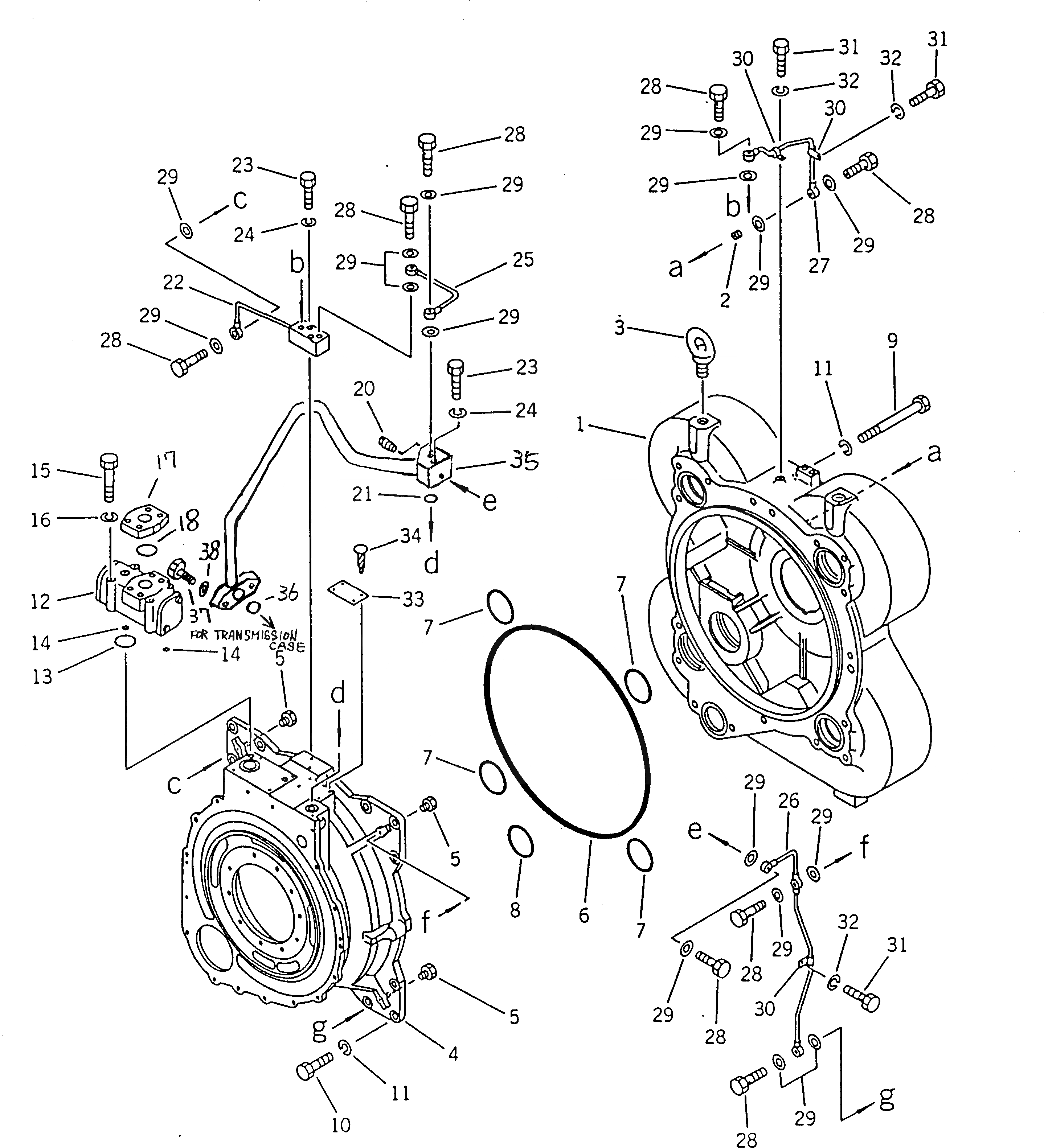 Схема запчастей Komatsu WA700-1 - КОРПУС ГИДРОТРАНСФОРМАТОРА ТРАНСМИССИЯ