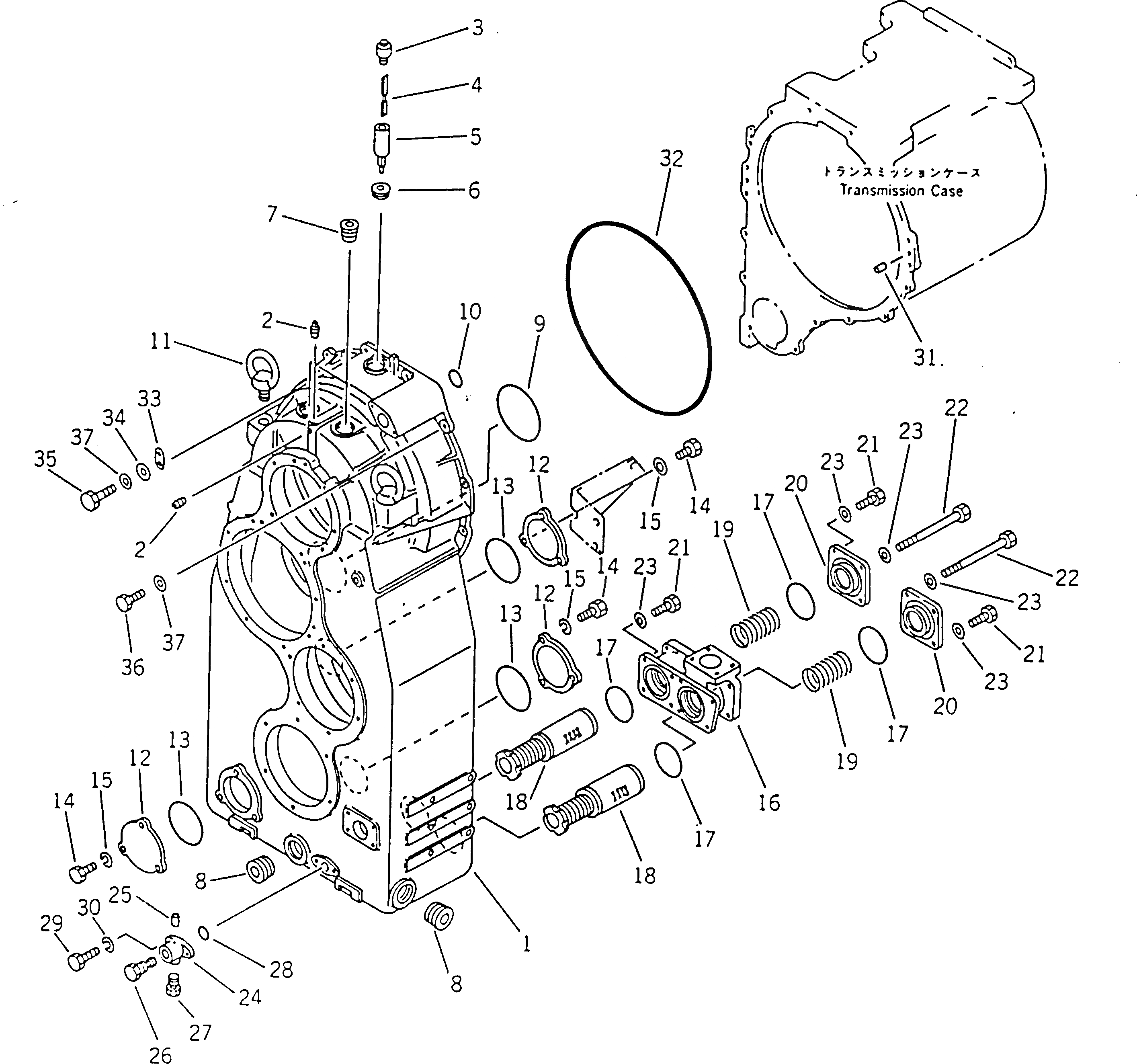 Схема запчастей Komatsu WA700-1 - КОРПУС ПЕРЕДАЧИ (/) ТРАНСМИССИЯ