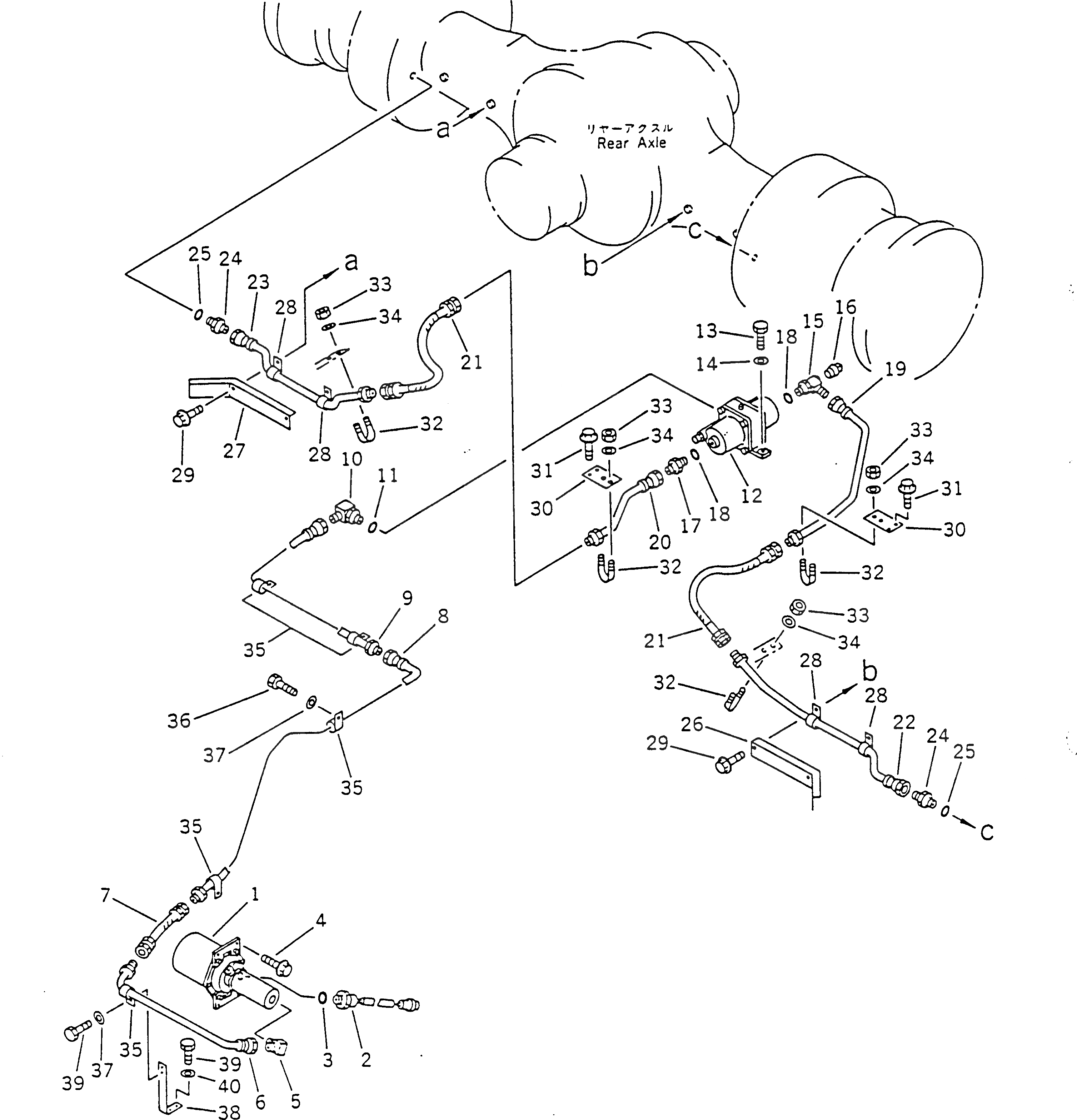 Схема запчастей Komatsu WA700-1 - ТОРМОЗ. МАСЛОПРОВОДЯЩАЯ ЛИНИЯ (КАМЕРА - ЗАДНИЕ ТОРМОЗА) ВЕДУЩ. ВАЛ¤ ДИФФЕРЕНЦ. И КОЛЕСА