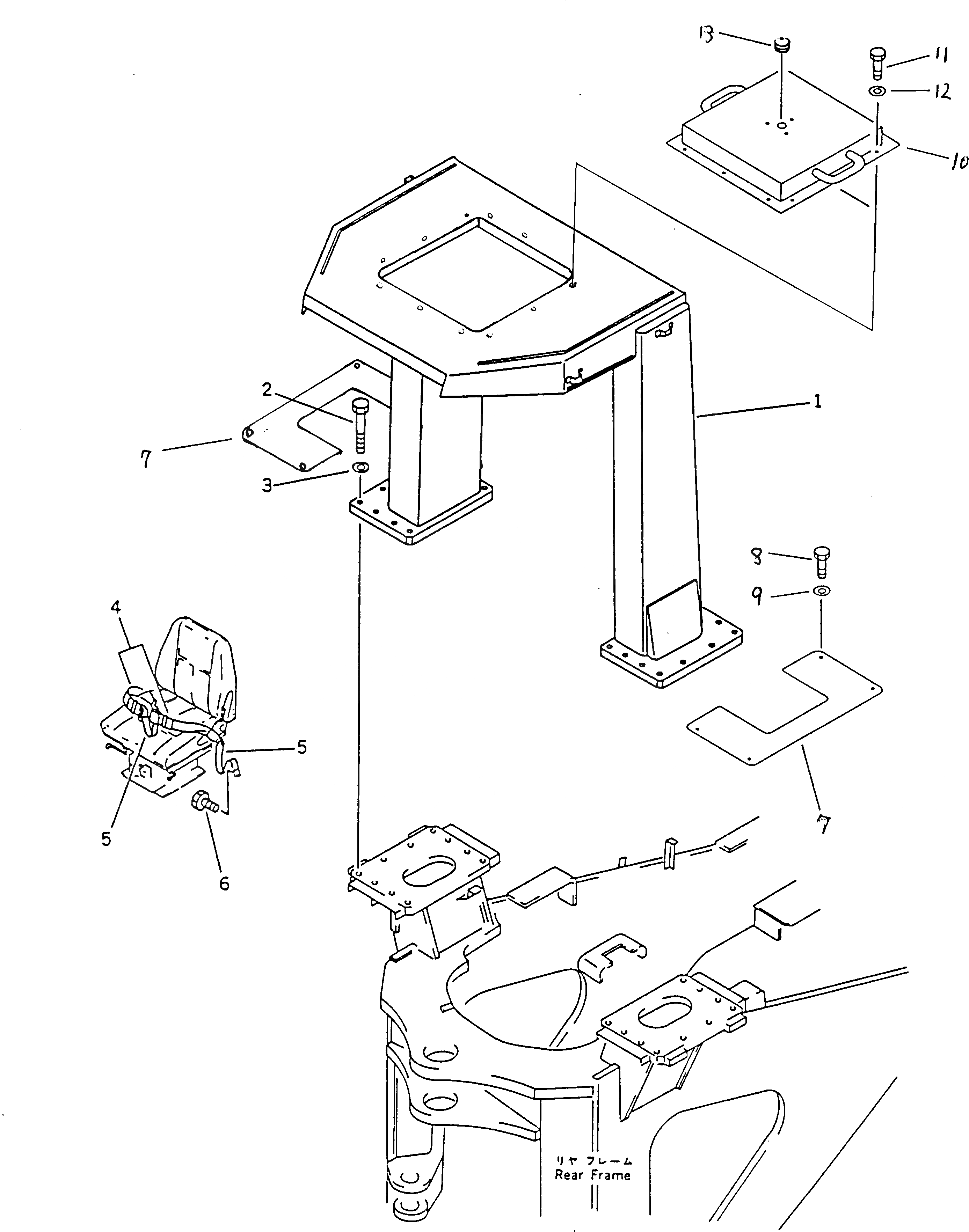 Схема запчастей Komatsu WA700-1 - СИСТЕМА ROPS РАМА И ЧАСТИ КОРПУСА