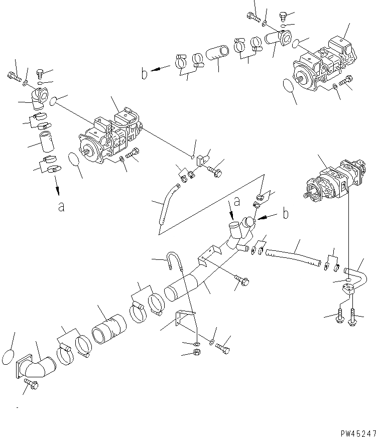 Схема запчастей Komatsu WA700-1 - ГИДРОЛИНИЯ (ИЗ БАКА В НАСОС) УПРАВЛ-Е РАБОЧИМ ОБОРУДОВАНИЕМ