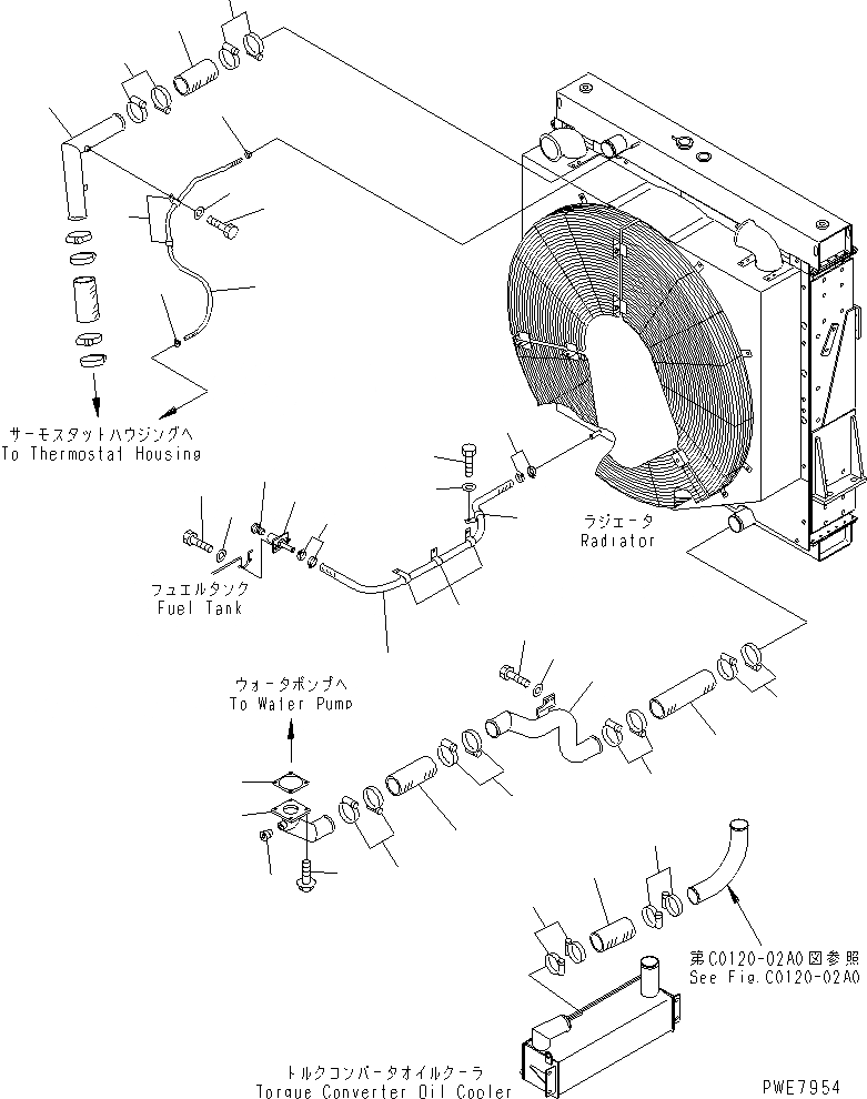 Схема запчастей Komatsu WA700-3 - ЛИНИЯ ОХЛАЖДЕНИЯ (СИСТЕМА ТРУБ РАДИАТОРА)(№-) СИСТЕМА ОХЛАЖДЕНИЯ