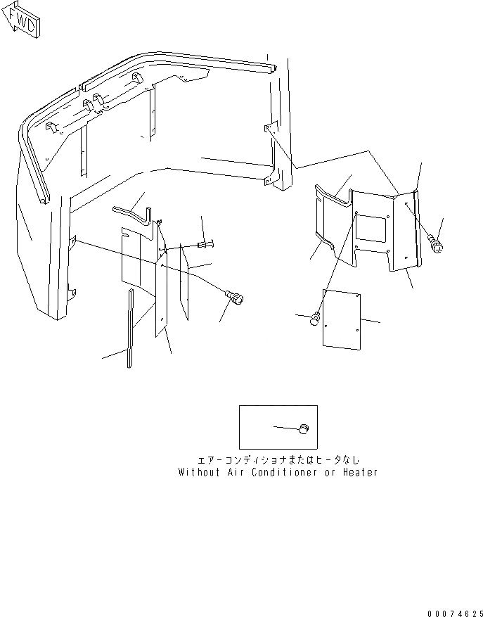 Схема запчастей Komatsu WA700-3 - КАБИНА (ПЕРЕДН. ИНТЕРЬЕР COVER¤ НИЖН.)(№7-) КАБИНА ОПЕРАТОРА И СИСТЕМА УПРАВЛЕНИЯ