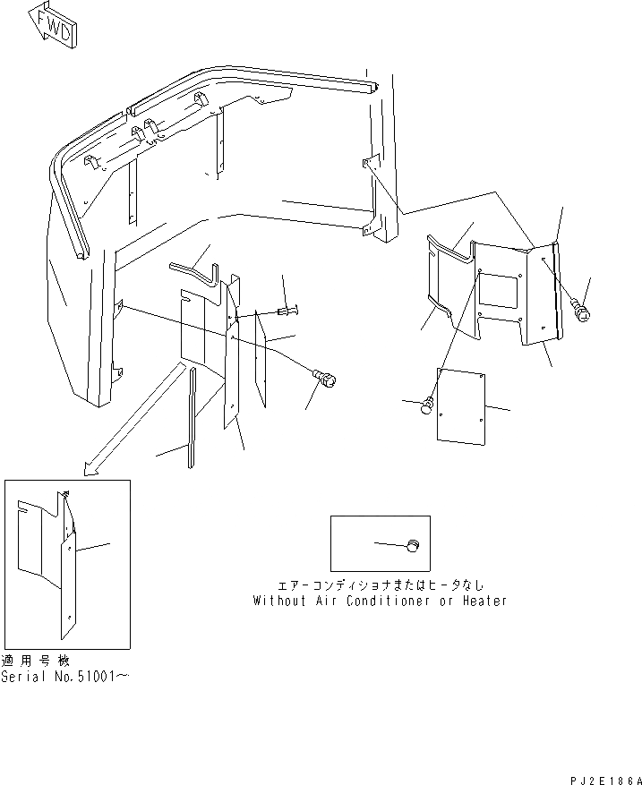 Схема запчастей Komatsu WA700-3 - КАБИНА (ПЕРЕДН. ИНТЕРЬЕР COVER¤ НИЖН.) (КРОМЕ ЯПОН.)(№-7) КАБИНА ОПЕРАТОРА И СИСТЕМА УПРАВЛЕНИЯ