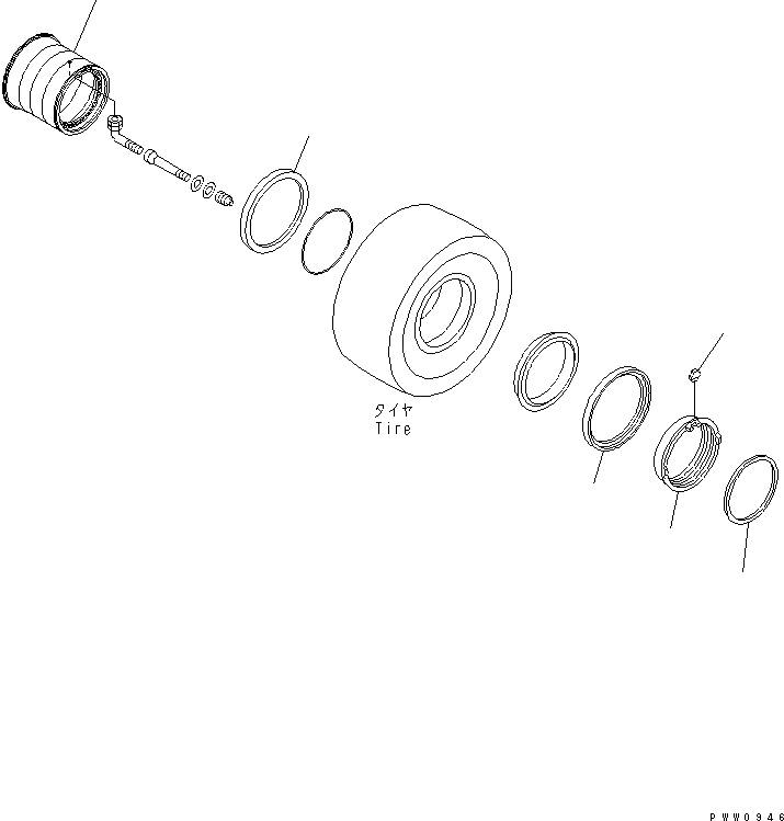 Схема запчастей Komatsu WA700-3 - ОБОД КОЛЕСА (./7-9) (ДЛЯ BIAS ШИНЫ) ПОДВЕСКА И КОЛЕСА