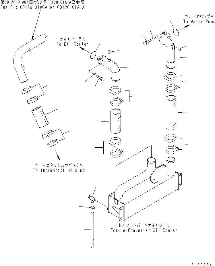 Схема запчастей Komatsu WA700-3 - ЛИНИЯ ОХЛАЖДЕНИЯ (ГИДРОТРАНСФОРМАТОР ЛИНИЯ ОХЛАЖДЕНИЯ)(№-) СИСТЕМА ОХЛАЖДЕНИЯ