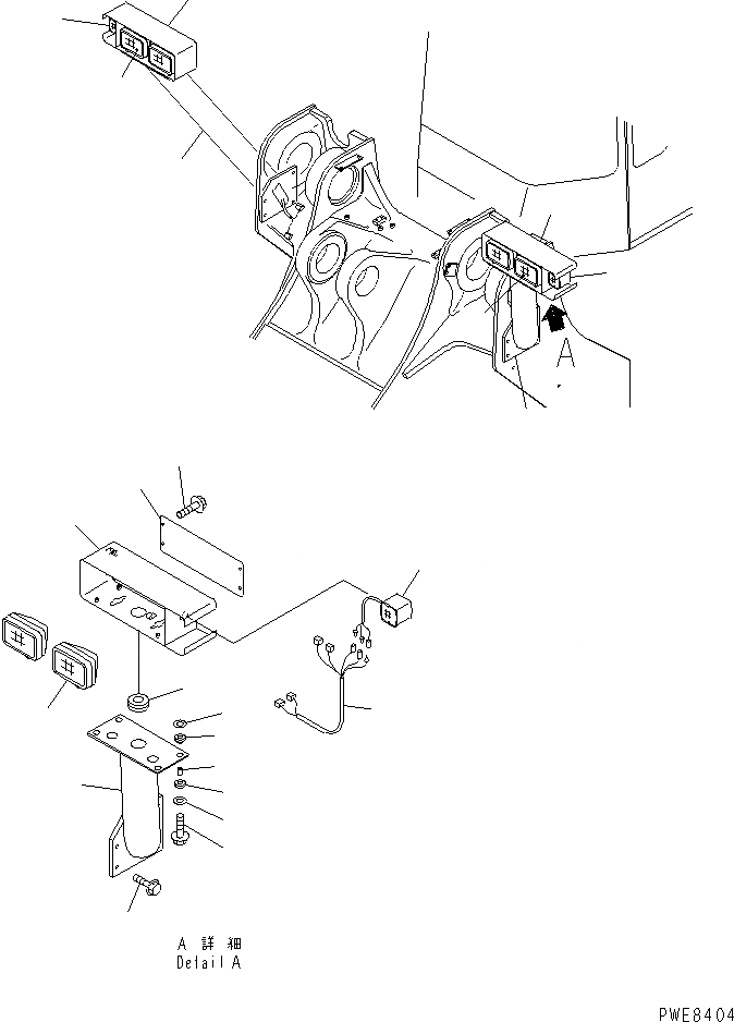 Схема запчастей Komatsu WA700-3 - ДОПОЛН. РАБОЧ. ОСВЕЩЕНИЕ (ПЕРЕДН. ОСВЕЩЕНИЕ И СУППОРТ) ЭЛЕКТРИКА