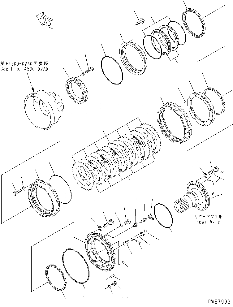 Схема запчастей Komatsu WA700-3 - ЗАДН. МОСТ (ЗАДНИЕ ТОРМОЗА) ГИДРОТРАНСФОРМАТОР И ТРАНСМИССИЯ
