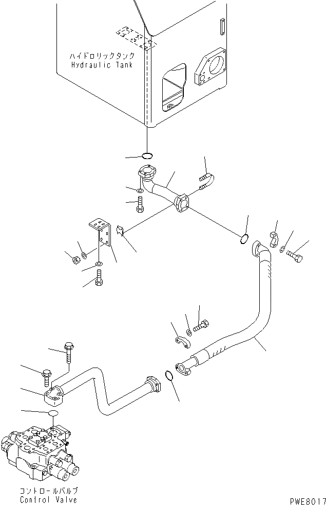 Схема запчастей Komatsu WA700-3 - ГИДРОЛИНИЯ РУЛЕВОГО УПРАВЛЕНИЯ (ВОЗВРАТН. ЛИНИЯ) (/) ГИДРАВЛИКА