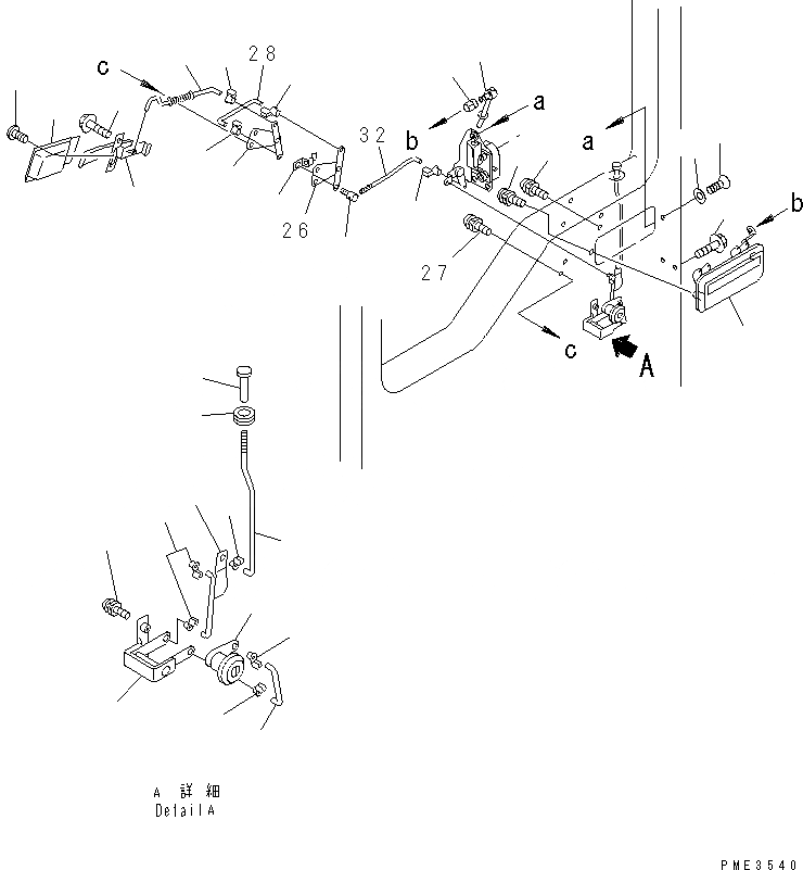 Схема запчастей Komatsu WA700-3 - КАБИНА (ЛЕВ. ДВЕРЬ В СБОРЕ¤ /) (ЗАМОК ДВЕРИ) КАБИНА ОПЕРАТОРА И СИСТЕМА УПРАВЛЕНИЯ