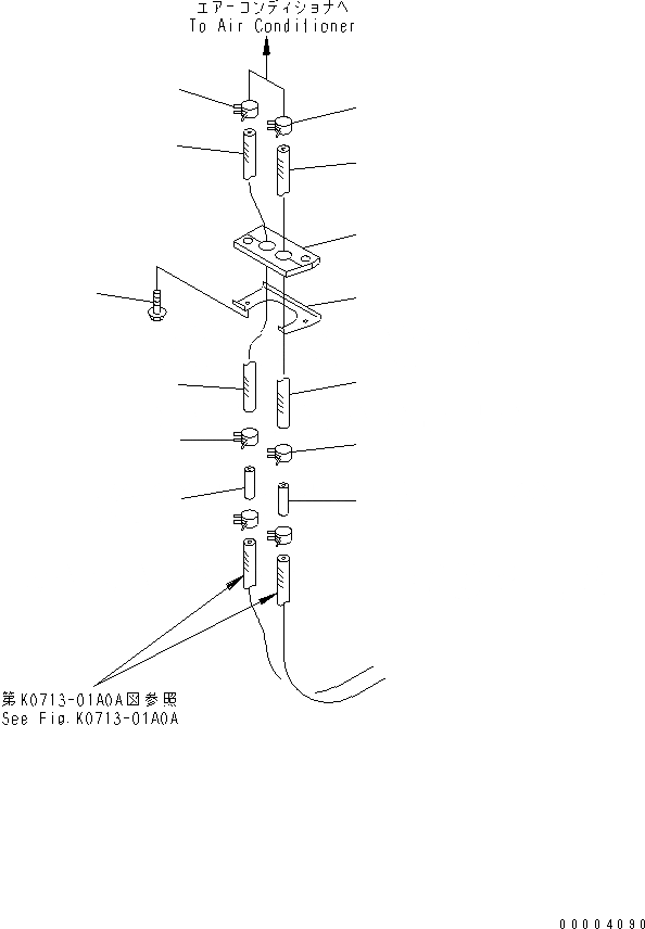 Схема запчастей Komatsu WA700-3 - ПОЛ (ГИДР. ПРОВОД. ОБОГРЕВАТЕЛЯ)(№-) КАБИНА ОПЕРАТОРА И СИСТЕМА УПРАВЛЕНИЯ