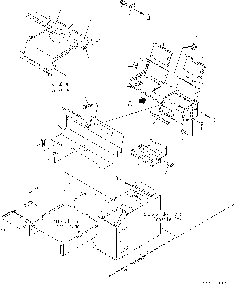 Схема запчастей Komatsu WA700-3 - ПОЛ (ЗАДН. КОНСОЛЬН. БЛОК)(№-) КАБИНА ОПЕРАТОРА И СИСТЕМА УПРАВЛЕНИЯ